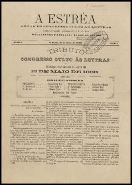A Estréa [jornal], a. 1, n. 1. São Paulo-SP, 21 mai. 1889.
