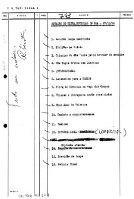 TV Tupi [emissora]. Ultra Notícias [programa]. Roteiro [televisivo], 27 out. 1966.