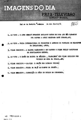 TV Tupi [emissora]. Revista Feminina [programa]. Roteiro [televisivo], 21 fev. 1961.