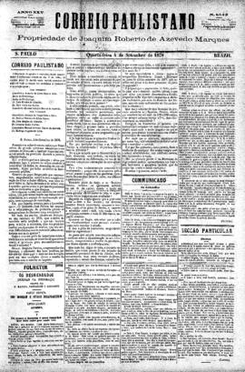 Correio paulistano [jornal], [s/n]. São Paulo-SP, 04 set. 1878.