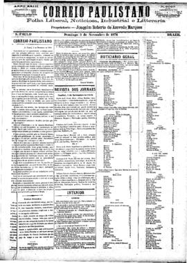 Correio paulistano [jornal], [s/n]. São Paulo-SP, 05 nov. 1876.