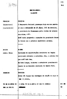 TV Tupi [emissora]. Grande Jornal [programa]. Roteiro [televisivo], 13 out. 1976.