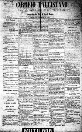 Correio paulistano [jornal], [s/n]. São Paulo-SP, 01 jul. 1880.