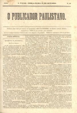 O Publicador paulistano [jornal], n. 21. São Paulo-SP, 13 out. 1857.