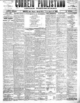 Correio paulistano [jornal], [s/n]. São Paulo-SP, 07 abr. 1893.