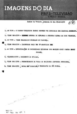 TV Tupi [emissora]. Revista Feminina [programa]. Roteiro [televisivo], 23 dez. 1960.