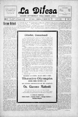 La Difesa [jornal], a. 2, n. 29. São Paulo-SP, 29 jun. 1924.