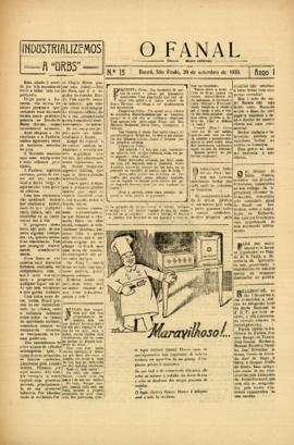O Fanal [jornal], a. 1, n. 15. Bauru-SP, 20 set. 1933.
