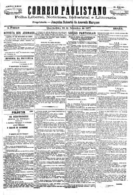 Correio paulistano [jornal], [s/n]. São Paulo-SP, 12 set. 1877.