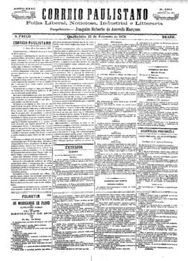 Correio paulistano [jornal], [s/n]. São Paulo-SP, 23 fev. 1876.