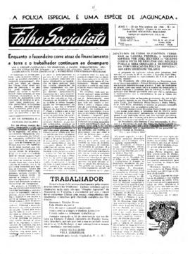 Folha socialista [jornal], a. 1, n. 16. São Paulo-SP, 20 nov. 1948.