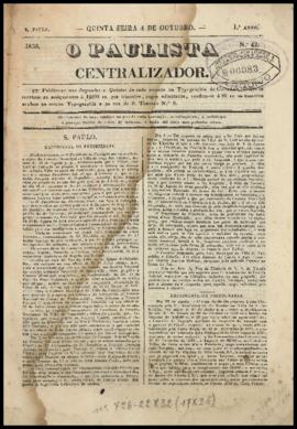 O Paulista [jornal], a. 1, [s/n]. São Paulo-SP, 04 out. 1838.