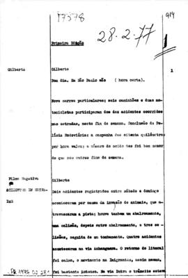 TV Tupi [emissora]. Primeira Edição [programa]. Roteiro [televisivo], 28 fev. 1977.
