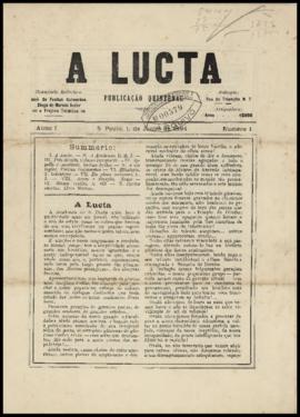 A Lucta [jornal], a. 1, n. 1. São Paulo-SP, 01 jun. 1894.