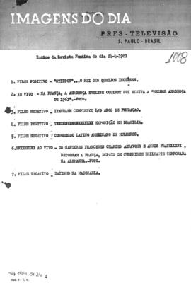 TV Tupi [emissora]. Revista Feminina [programa]. Roteiro [televisivo], 24 abr. 1961.