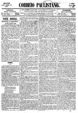 Correio paulistano [jornal], [s/n]. São Paulo-SP, 04 jul. 1856.