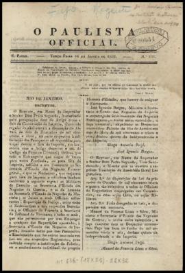O Paulista official [jornal], n. 234. São Paulo-SP, 16 ago. 1836.