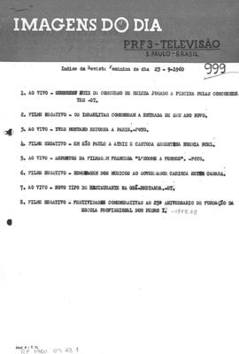 TV Tupi [emissora]. Revista Feminina [programa]. Roteiro [televisivo], 23 set. 1960.
