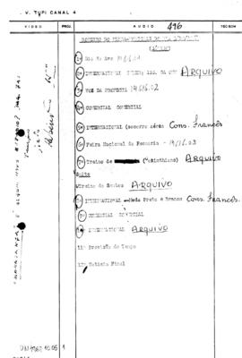 TV Tupi [emissora]. Ultra Notícias [programa]. Roteiro [televisivo], 05 out. 1968.
