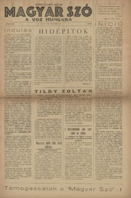 Magyar Szó [jornal], a. 1, n. 1. São Paulo-SP, 21 dez. 1946.