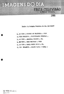 TV Tupi [emissora]. Revista Feminina [programa]. Roteiro [televisivo], 21 jul. 1958.
