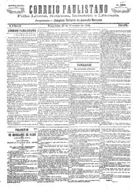 Correio paulistano [jornal], [s/n]. São Paulo-SP, 22 fev. 1876.
