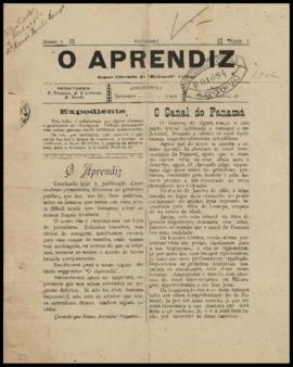 O Aprendiz [jornal], a. 1, n. 1. São Paulo-SP, dez. 1902.