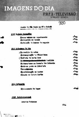 TV Tupi [emissora]. Diário de São Paulo na T.V. [programa]. Roteiro [televisivo], 03 mai. 1960.