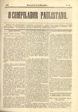 O Compilador paulistano [jornal], n. 18. São Paulo-SP, 15 dez. 1852.