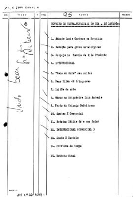 TV Tupi [emissora]. Ultra Notícias [programa]. Roteiro [televisivo], 14 out. 1966.