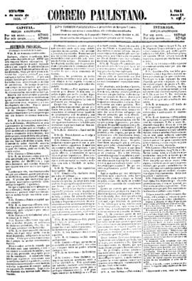 Correio paulistano [jornal], [s/n]. São Paulo-SP, 09 mai. 1856.