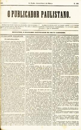 O Publicador paulistano [jornal], n. 130. São Paulo-SP, 04 mar. 1859.