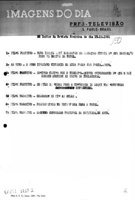 TV Tupi [emissora]. Revista Feminina [programa]. Roteiro [televisivo], 15 dez. 1961.