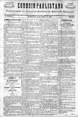 Correio paulistano [jornal], [s/n]. São Paulo-SP, 15 ago. 1878.