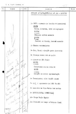 TV Tupi [emissora]. Ultra Notícias [programa]. Roteiro [televisivo], 10 jan. 1966.