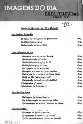 TV Tupi [emissora]. Diário de São Paulo na T.V. [programa]. Roteiro [televisivo], 18 nov. 1959.