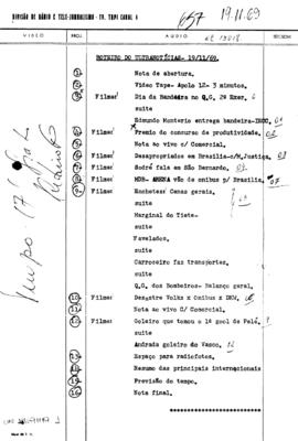 TV Tupi [emissora]. Ultra Notícias [programa]. Roteiro [televisivo], 19 nov. 1969.