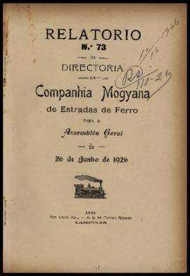 Relatório…, nº 073, 1925. Criador(a): Companhia Mogiana de Estradas de Ferro. Campinas-SP: Typ.  ...