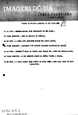 TV Tupi [emissora]. Revista Feminina [programa]. Roteiro [televisivo], 08 nov. 1961.
