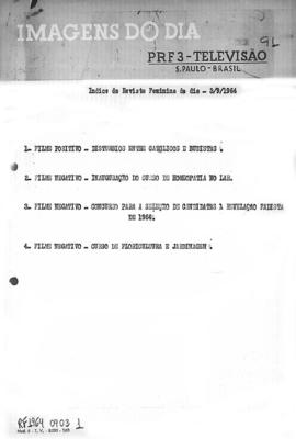 TV Tupi [emissora]. Revista Feminina [programa]. Roteiro [televisivo], 03 set. 1964.
