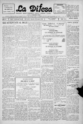 La Difesa [jornal], a. 3, n. 118. São Paulo-SP, 25 nov. 1926.