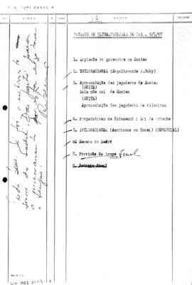 TV Tupi [emissora]. Ultra Notícias [programa]. Roteiro [televisivo], 09 jan. 1967.