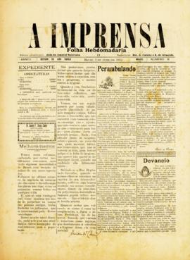 A Imprensa [jornal], a. 1, n. 6. Bauru-SP, 09 jun. 1912.