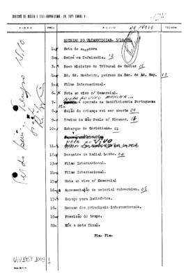 TV Tupi [emissora]. Ultra Notícias [programa]. Roteiro [televisivo], 03 out. 1969.
