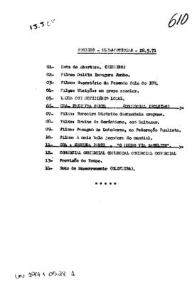 TV Tupi [emissora]. Ultra Notícias [programa]. Roteiro [televisivo], 28 mai. 1971.