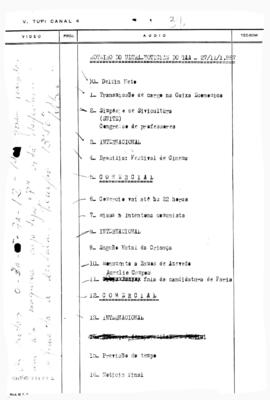 TV Tupi [emissora]. Ultra Notícias [programa]. Roteiro [televisivo], 27 nov. 1967.