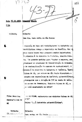 TV Tupi [emissora]. Primeira Edição [programa]. Roteiro [televisivo], 04 mar. 1977.