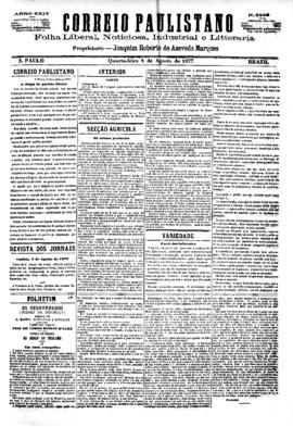 Correio paulistano [jornal], [s/n]. São Paulo-SP, 08 ago. 1877.