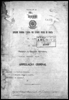 Processo... [apelação criminal], nª 1009/1927. [São Paulo-SP?], 1927. v. 53