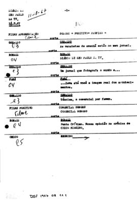 TV Tupi [emissora]. Diário de São Paulo na T.V. [programa]. Roteiro [televisivo], 11 ago. 1967.